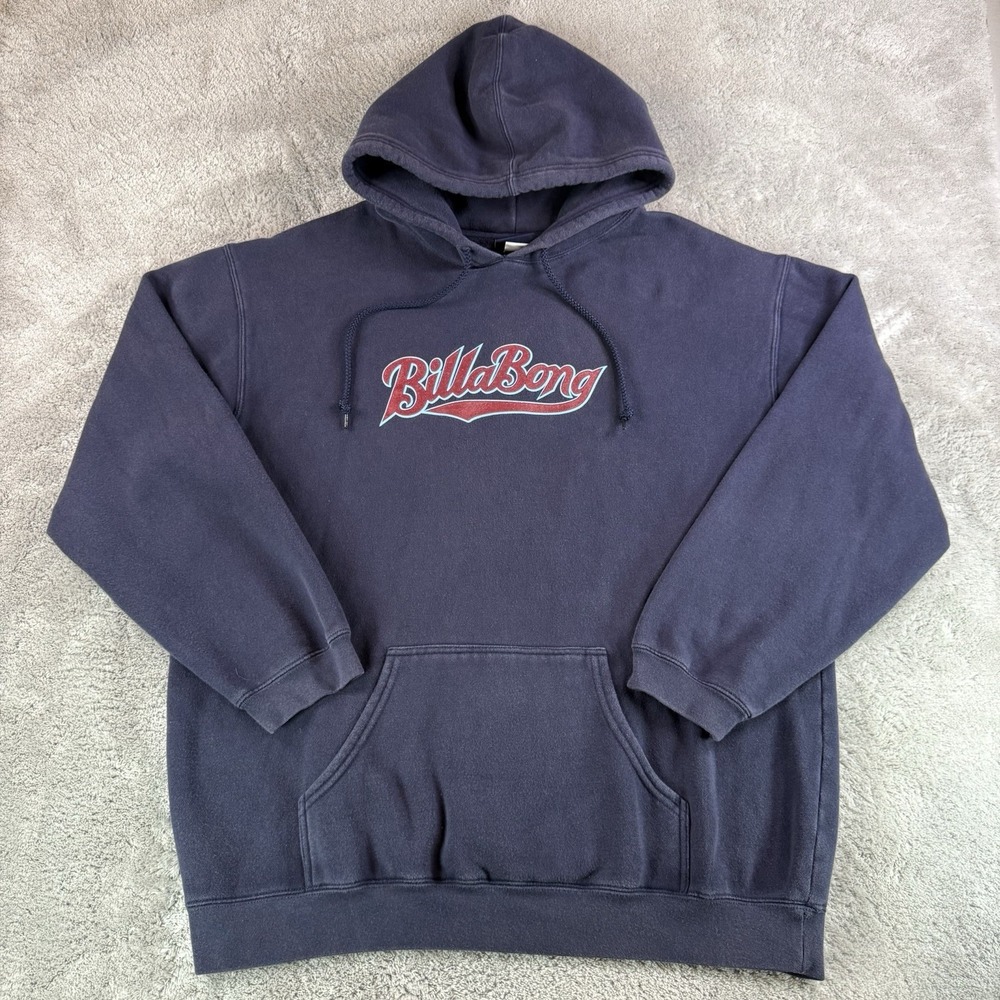 Vintage Y2K Billabong Hoodie Mens XL Blue Navy Surf Skate Grunge Baggy Logo